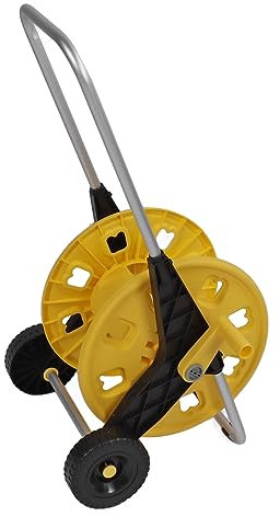 Chariot Enrouleur de Tuyau D'arrosage, Support de Rangement Jaune de Grande capacité pour Brosses à Tuyaux D'eau, Cours de Voiture, Pelouses et Champs