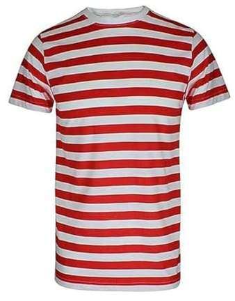Camiseta a Rayas Rojas y Blancas para Hombre y Mujer, Vestido Elegante para Fiesta (FR/ES, Letras, XL, Regular, Roja y Blanca)