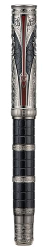 Hongdian D5X Füllfederhalter, Schwarze Feder, Feine Feder, Qin-Dynastie Retro, Chinesische Totem-Gravur, Glatte Schreibfeder mit Konverter und Federset