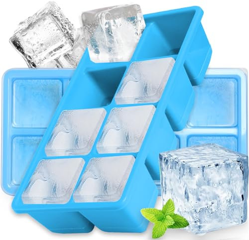 2 Pezzi Grande Ghiaccio Stampo, Furnsii XXL Stampo Cubetti Ghiaccio Silicone Con Coperchio, Senza BPA - Per Whisky, Cocktail, Cioccolato, Alimenti Per Bambini