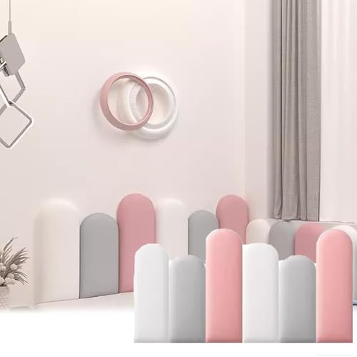 Boracy Wandpaneele, Wandpolster Kinderzimmer, 3D Polsterpaneel Wand Selbstklebend Bett Kopfteil Wandkissen, Schalldämmung und Kälteschutz(Rosa,200cm)