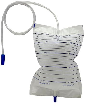 Sacca per urina da letto - monouso - capacità ml. 2000 - tubo cm.130 - valvola di scarico - valvola anti reflusso - conf. 90 pz (3 x 30 pz) - CE