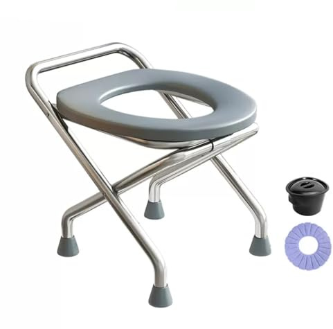 NEWCIX Tragbare Campingtoilette Klappbare Toilette Ältere Menschen Mutterschaft Mobile Toilette Edelstahl Tragbare Toilette Camping/Auto(38cm)