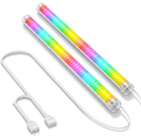 2 Fundas de Tubo de Refrigeración Líquida ARGB, Tira de Luz Suave Programable para Bricolaje, Tubo Refrigerado por Agua con Cuentas de Lámpara ARGB, Luz Suave Panorámica de 360