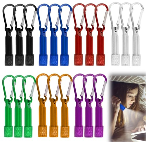 21 stycken minificklampor: färgad aluminiumficklampa med karbinhake, LED-nyckelring ficklampa, bärbar ficklampa liten för skola, utomhus, jakt, backpacking, brådskande