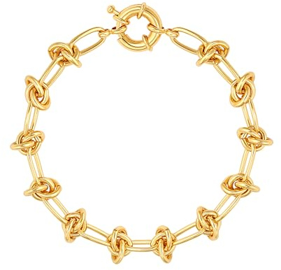 Aobei Pearl Kette Link Armbänder für Frauen 18K Gold Handgemachte Layered Schmuck