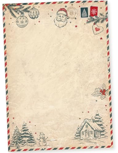 North Pole Air Mail 250 Blatt Briefpapier Weihnachten, Weihnachtspapier A4 für Firmen