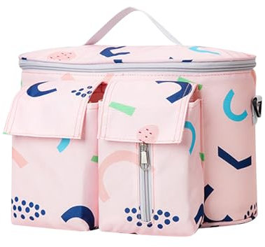 Tomotato Kinderwagen-Hängetaschen, Multifunktionale wasserdichte Oxford Stoff Kinderwagentasche mit Getränkehalter, Große Kapazität Mehrere Fächer Hängetasche (Rosa)