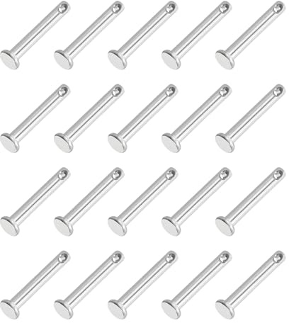PATIKIL 20 Stück 20mm Lange Steckbolzen 3mm Durch. Flachkopf Edelstahl Bolzen mit Loch 1,6mm Durch. Einlocher Sicherungsbolzen für Industrie Maschinenbau Anhänger Scharnier Möbel, Silber