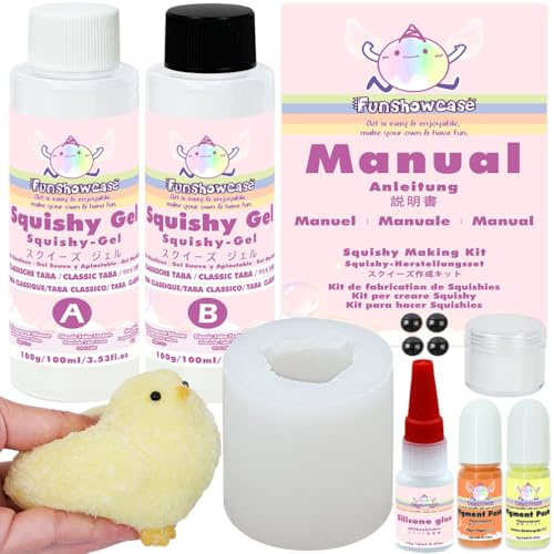 Kit fai da te per Taba squishy con 2 stampi in silicone a forma di grande pulcino, con silicone liquido