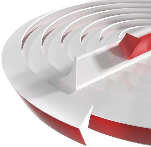 Tira de protección contra golpes para ducha, autoadhesiva, flexible, junta de silicona para bañera y ducha, protección contra el agua, fácil montaje, junta de ducha para suelo (blanco, 3 m)