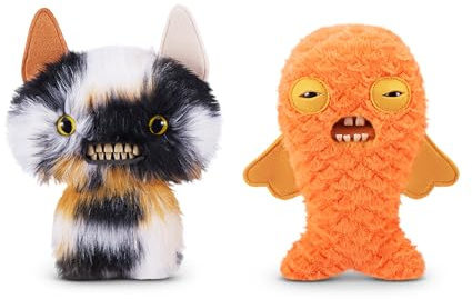 Fuggler Butt Ugly Pets de 23 cm Serie 1 de ZURU, Juguete de Peluche Funny Ugly Monster Plush Toy, 2PK(Winged Bat - Calic o Cat and Gold Fish)