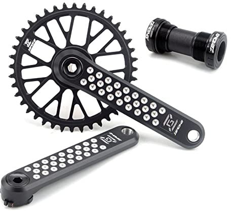 IBOWZ Fahrrad Kurbel Garnitur, Rennräder GXP Kurbelgarnitur aus Aluminiumlegierung 40/42/44/46/48T Kettenblatt Fahrradkurbelgarnitur 175mm Hohl Integrierte Kurbelgarnitur mit Tretlager