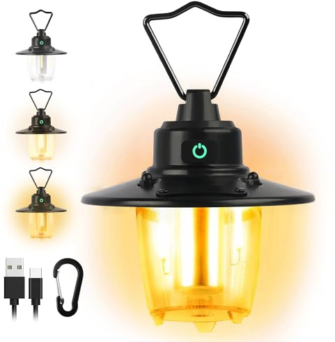 SOAIY LED dimmbare Campingleuchte 2800mAh wiederaufladbar Campinglaterne | 3 Lichrfarbe IP44 Wetterfest Tragbar Zeltlampe mit Bügel Haken LED Laterne Außen für Camping Balkon Terrasse