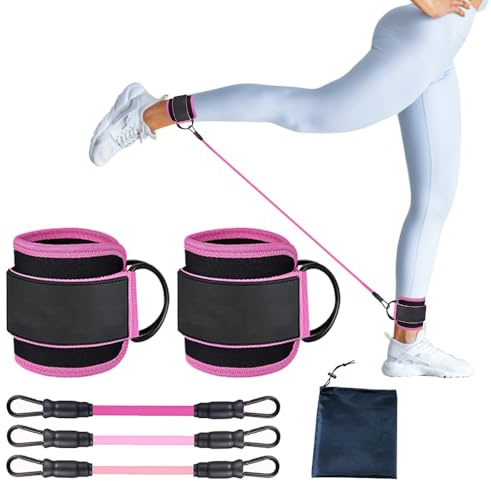 Mineup Juego de bandas de resistencia con correas de tobillo, equipo de entrenamiento de glúteos, bandas de pesas de tobillo para entrenamiento, contragolpes de glúteos para piernas de mujer y glúteos