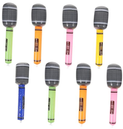 HONMEET 8 pièces Set de Microphones Gonflables Colorés pour Garçon Fille Accessoires Réalistes pour Fêtes et Animations Microphone et Interactif pour Activités Famille et Célébrations