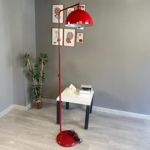 bamyum Gorkiede Stehleuchte Metall, Stehlampe Wohnzimmer, Moderne Stehleuchte für Schlafzimmer, Kinderzimmer mit E27 Fassung, 30 cm Breit, Verstellbarer Lampenschirm, Rot