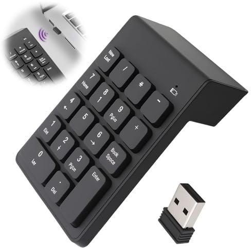 Aivane Wireless Numeric Keypad, 2.4G Mini 18 Keys Portable Numpad Ergonomic Number Pad with USB Receiver for Laptop Tablet Notebook Desktop PC Compatible with Windows 7/8/10/11/Vista/XP Linux