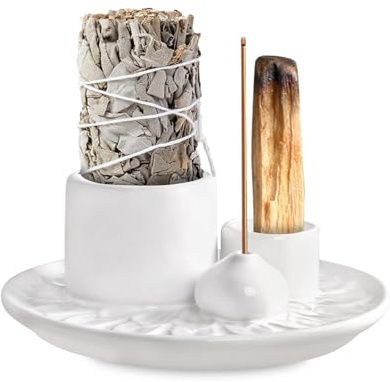Soporte para Incienso 4 en 1, Soporte para Quemador de Incienso, Soporte de Palo Santo, Adecuado para Yoga, Meditación, Lectura y Quema de Incienso