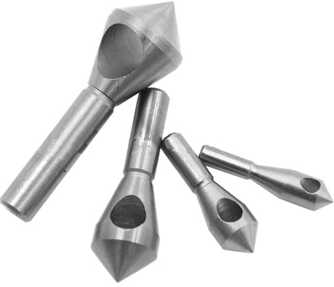 Juego de brocas, 4 brocas avellanadas para desbarbado, herramientas de brocas para madera y metal con revestimiento de titanio, herramientas para carpintería, plástico, plata