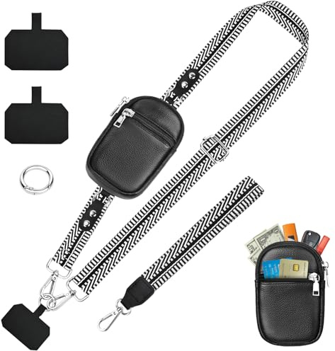KTUEOV Cordon Telephone Portable, Universelle Dragonne Telephone avec Poche Laniere Telephone Portable Réglable Bandouliere de Téléphone avec Brassard, Tour de Cou Smartphone pour Tous les Modèles