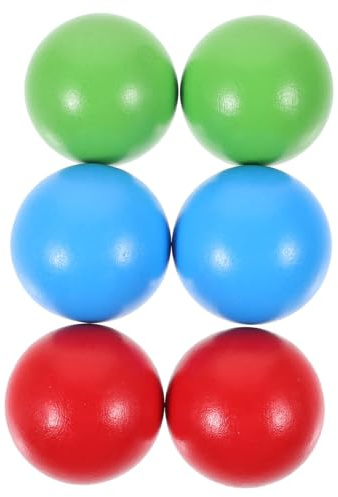 BCOATH 6Pcs Wooden Bocce Balls for Portable Smooth Rolling Outdoor Sports for Grass Beach and Backyard Play Wood Balls for Fun Active Games