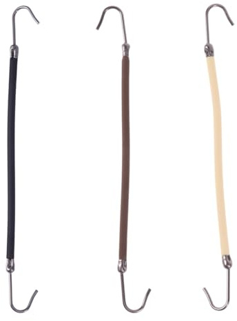 STOBAZA 18 piezas Lazos de Silicona con Gancho para Cabello Cuerdas Flexibles para Coleta Accesorio para Mujer y Niña Unidades por Color Negro Marrón y Beige Diseño Cómodo y Duradero