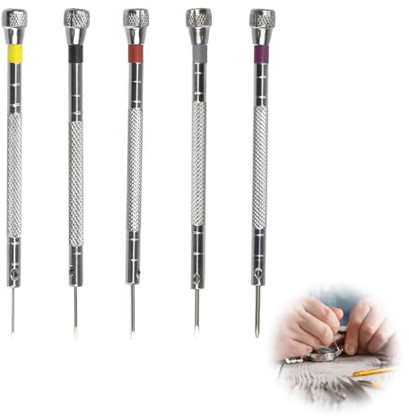 Wcawnlt 5pcs Tournevis de précision pour horloger, Mini de précision, Tournevis à tête Plate et cruciforme, pour Montre, Lunettes et électronique, idéal pour réparations délicates
