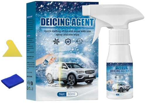 Descongelante Para El Parabrisas Del Coche 60ml Agente De Eliminación De | Aerosol Descongelante Para Parabrisas De Coche Con Esponja Y Toalla Para Camión Ventana Invierno Niev