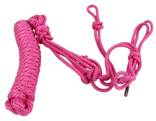 YushiTrading Capezza in Corda per addestramento del Cavallo, Cavezza Regolabile con Tessitura a più Nodi, Cavezza in Corda da Tirare e Confortevole con Robusto Anello con Fibbia, Materiale in (Rosa)