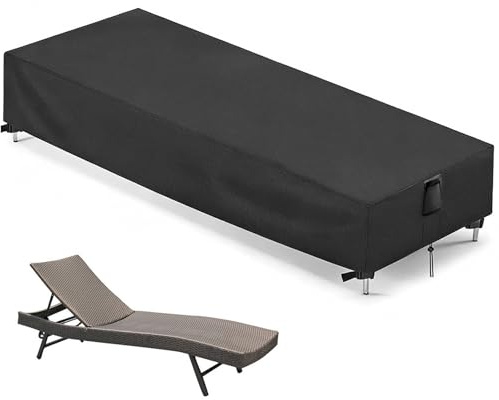 Housse Chaise Longue Jardin, Housse De Protection Transat Extérieur Imperméable 420D Oxford Housses De Bains De Soleil, 210*75*30cm Chaise Longue Jardin Indéchirables Lounge Coupe-Vent, Anti-UV