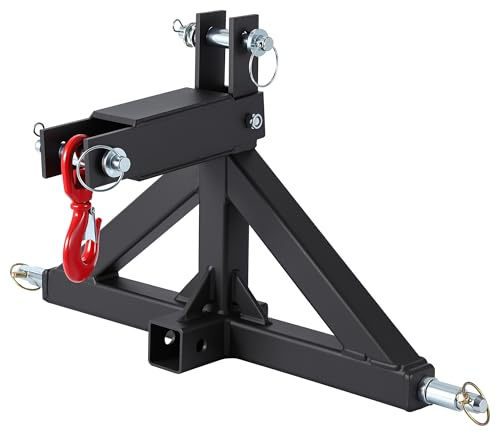 Dreipunkt-Anhängerkupplung 5cm Mit Abschlepphaken Für Kategorie 1, Dreipunkt-Schnellkupplungsadapter Für Traktoren Von Kubota, Kioti, BX Und Yanmar (Anbaugeräte Für Kleintraktoren), Schwarz