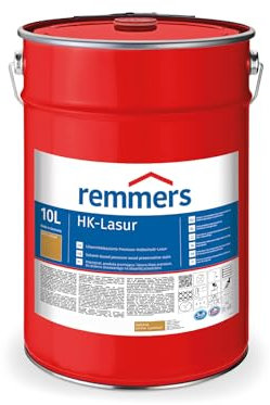 Remmers HK-Lasur 3in1 eiche rustikal, 10 Liter, Holzlasur aussen, 3facher Holzschutz mit Imprägnierung + Grundierung + Lasur, Feuchtigkeit- und UV-Schutz