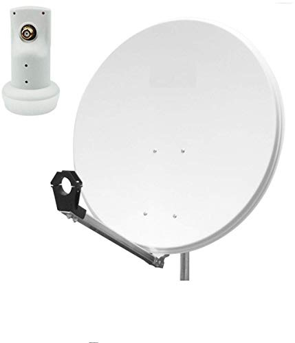 Parabole Satellite Aluminium Blanche 80cm idéal Astra EUTELSAT + LNB 0.1 DB Single