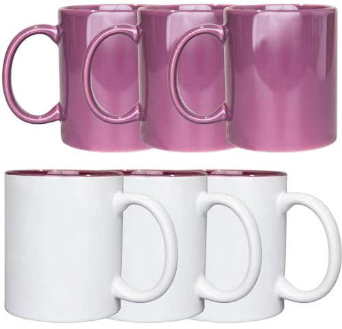 SHATCHI 12 tazze da tè e caffè bicolore viola e bianco da 325 ml, rivestite a sublimazione, stampa a caldo, tazze da tè e caffè, in ceramica, assortite