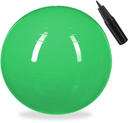 Relaxdays Gymnastikball, Fitnessball Yoga & Pilates, Sitzball Büro, Balance Ball inklusive Luftpumpe, Ø 85 cm, grün