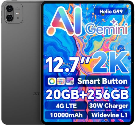 TECLAST ArtpadPro Tablette 12 Android 15 2K, 10000mAh,256Go,4G LTE | 20Go RAM +256Go ROM, IA Intégrée, Dual SIM, Helio G99, Widevine L1, Tablette Tactile Gaming