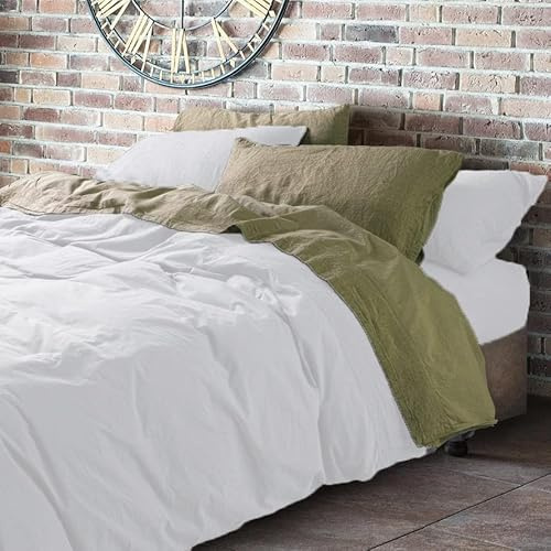 Lisola Set Copripiumino Matrimoniale in Cotone e Lino, effetto Stonewashed Tinto in Capo, Sacco Copripiumino 255x250cm, Lenzuolo da Sotto 180x200x30cm, 2 Federe 50x80cm. Modello: Loira