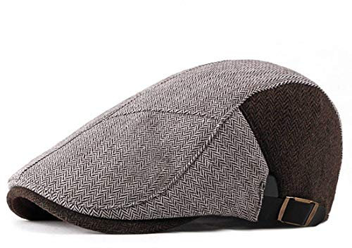 LAIFEKE Herren Winter Kammgarn Filz Ballonmütze Spleißen Herringbone Cabbie Driving Hat Fleece Futter Hut (Khaki)