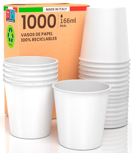 1000 Gobelets Jetables Carton à Emporter, Idéal pour Toutes Les Boissons Chaudes, Café, Thé, Chocolat - 160ml