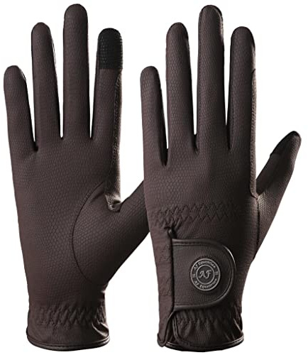 AF EQUESTRIAN Ladies Horse Riding Gloves Equestrian Premium Synthetic Leather Sui Sereno Ladies Gloves Snake Skin Design Brown (Small)