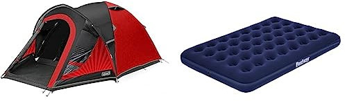 Coleman Tent The BlackOut 3, 3 man Festival Camping tent with BlackOut Bedroom Technology & Bestway Pavillo Double Air Bed | Inflatable Outdoor, Indoor Airbed, Quick Inflation