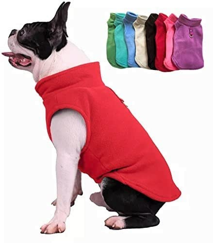 JACKO & CO Fleece-Weste mit Ring für die Leine – weich, leicht, atmungsaktiv für Welpen, kleine, mittelgroße Hunde, Kätzchen, Katzen, Chihuahua, warm für Herbst/Winter (Rot, Größe XXL, 10,8-15,9 kg)