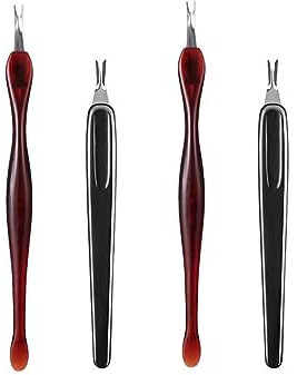 Nagelhautgabel, 4 Stück Nagelhautentferner, Cuticle Trimmer, Cuticle Pusher, Nagelhautschieber Cutter, für Finger und Zehennagelpflege