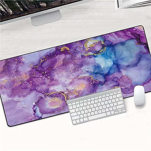 TengYuer Gaming Mauspad Lila Marmor, XXL Gaming Mauspads 39,4x19,7x0,12 Zoll Verlängertes Großes Mauspad Schreibtischauflage, rutschfeste Gummibasis Einfach Zu Reinigen für Gamer/Desktop/Büro/Zuhause