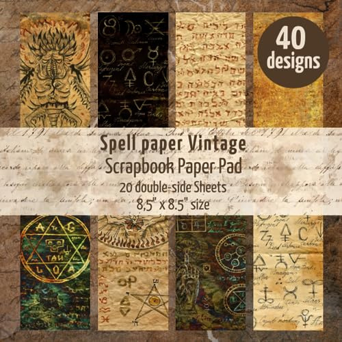Spell paper Vintage Scrapbook paper pad: Book of spells decoration with 20 double sided sheets for crafts, paper arts, decoupage, decoration. 8.5 x ... designs. (Scrapbook paper Collection)