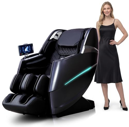 HealthRelife 2026 Business Class 4D Massagesessel DIY-Programme Schwarz | App-Steuerung,Sprachsteuerung,40 Airbags,Drahtloses Laden,Ganzkörpermassage,Körperscan,Negativionenfunktion