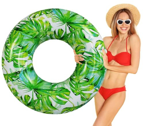 Pool Floats for Adults, Swimming beach tube, Adult Swim Ring, Adult pool float with two handles,Leaf swim ring 100cm.