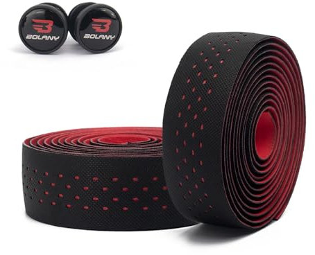 BOLANY Lenkerband für Rennrad, 2 Rollen PU-Oberfläche EVA-Schaum Lenkerbänder mit Endkappen