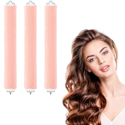 3 Pezzi Bigodini Senza Calore, DIY Bigodino Fascia Capell, Bigodino Lungo per Boccoli, Ferro Arricciacapelli Senza Calore per Tutti i Tipi di Capelli, Rosa